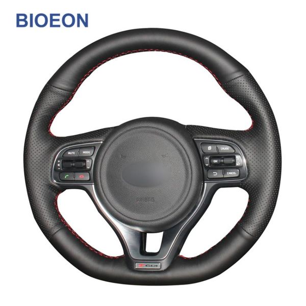 

hand stitch pu black artificial leather car steering wheel cover for kia k5 optima 2020 2020 sportage kx5 2020-