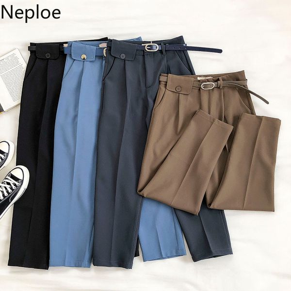 

nepole high waist women trousers casual loose vintage with sashes suit korean black harem pants office lady trousers woman 4e349, Black;white