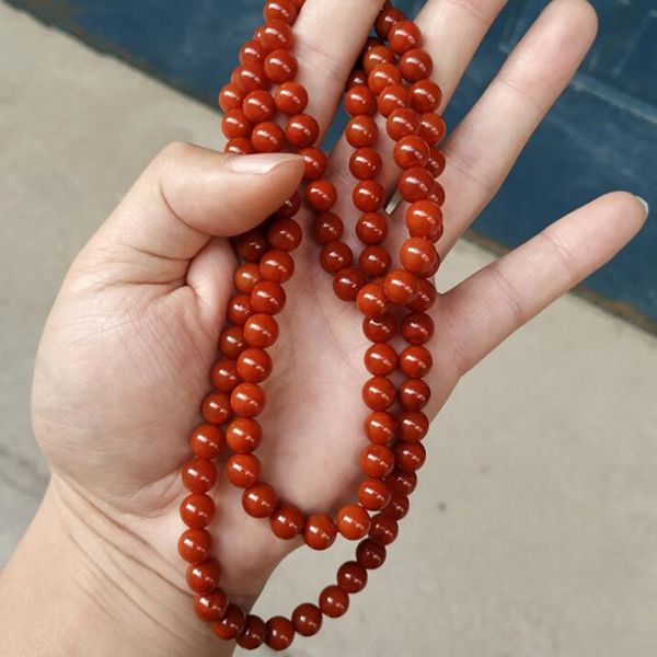 

натуральный красный агат бусины будды ожерелье ювелирные изделия fine jewelry аксессуары агатовые бусы ожерелье халцедон, Silver