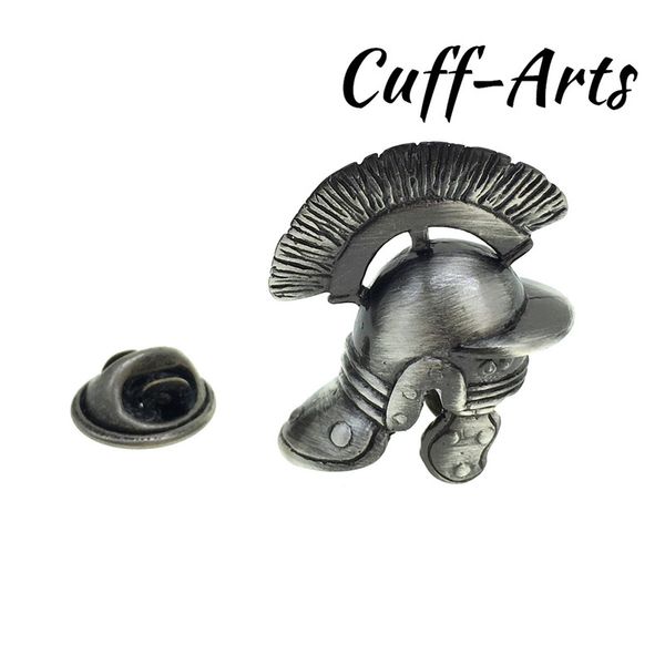 

cuffarts collar brooch for men vintage roman helmet lapel pin new metal brass brooches accessories jewelry p10128, Gray