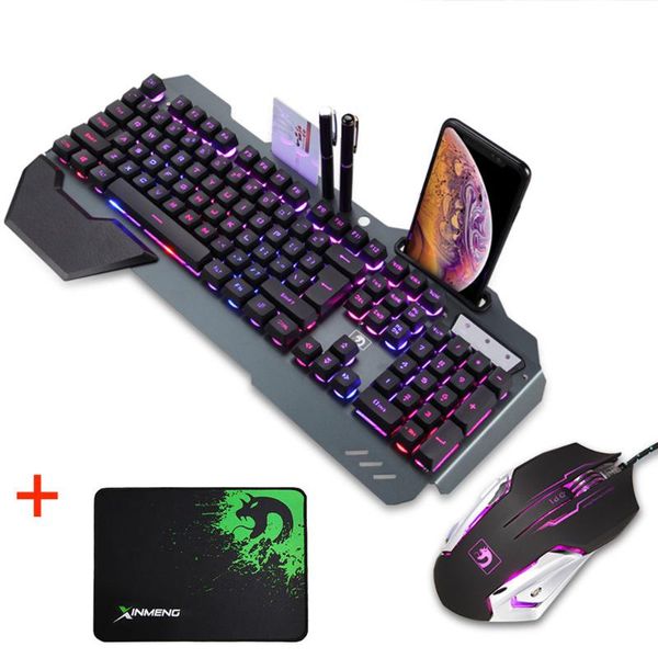 

mechanical gaming keyboard and mouse wired rgb rainbow backlit waterproof gamer keyboard 3200 dpi optical mice with mouse pad