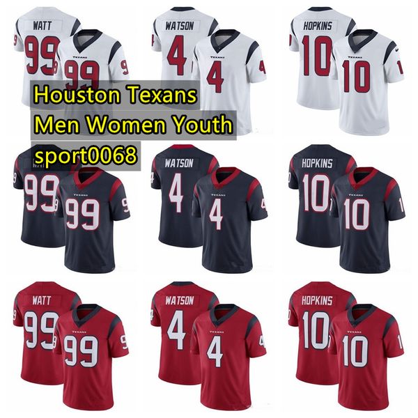 

men women youth houston texans jersey 4 deshaun watson jersey 99 j.j. watt 10 deandre hopkins american football jersey 1013, Black