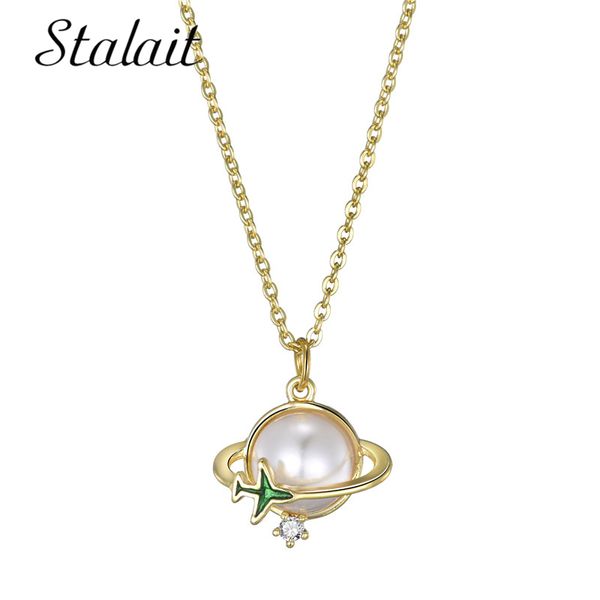 

2020 kpop travel the world pearl necklace aesthetic aircraft gold chain initial necklace for women jewelry gift for mom, Silver