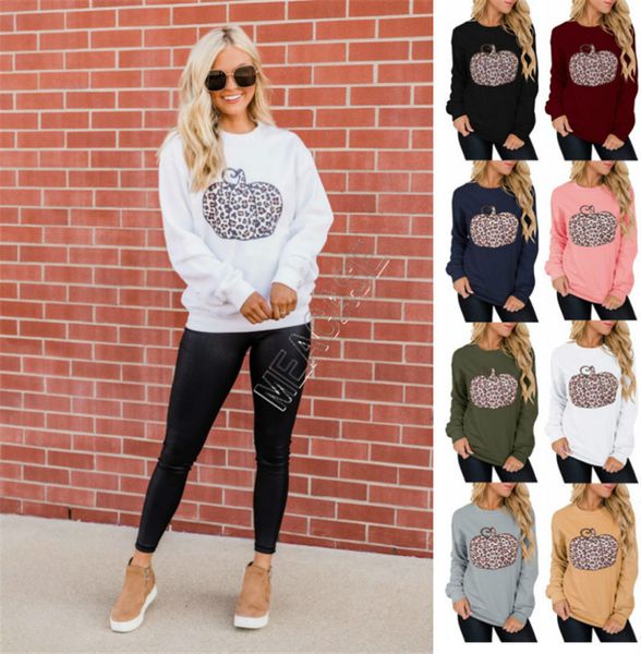

2020 halloween pullovers women designers hoodies leopard pumpkin pattern printed sweatshirts ladies autumn winter casual clothing d9712, White