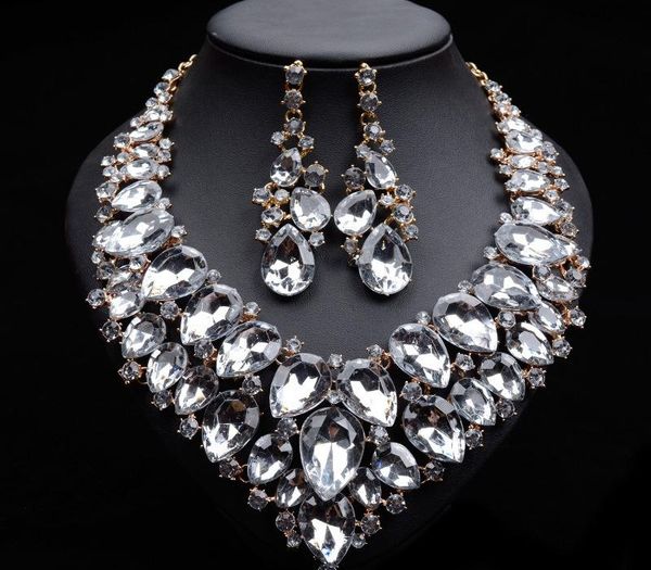 

ms. exaggerated inlaid water drops zircon clavicle vintage hand-knitted88, Golden;silver