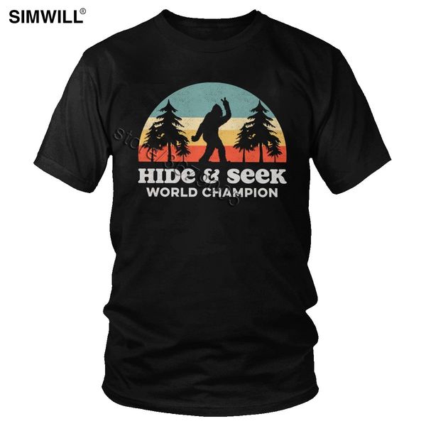 

retro bigfoot hide and seek world distressed t shirt men cotton humor vintage graphic t-shirt short sleeved leisure tee oversize