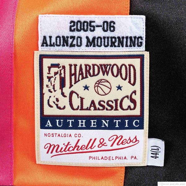 

men miami heat alonzo mourning shaquille o;neal jason williams mitchell & ness navy alternate 2005-06 hardwoods classics jersey, Black