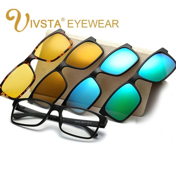 

ivsta include frame polarized clip on sunglasses men tr90 custom prescription lenses magnetic clips night glasses drive magnet, White;black