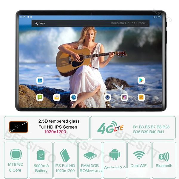 

new 10 inch tablets octa core 3gb ram 64gb rom 4g lte dual sim card 5g wifi android 9.0 1920*1200 ips type-c usb android tablets