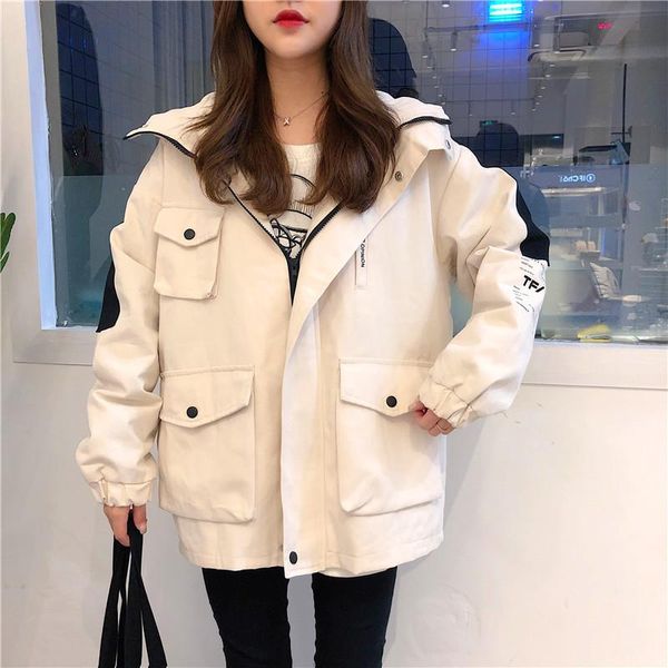 

coats and jackets women spring autumn 2019 korean tooling baseball jacket boyfrend style harajuku casual outwear streetwear, Black;brown