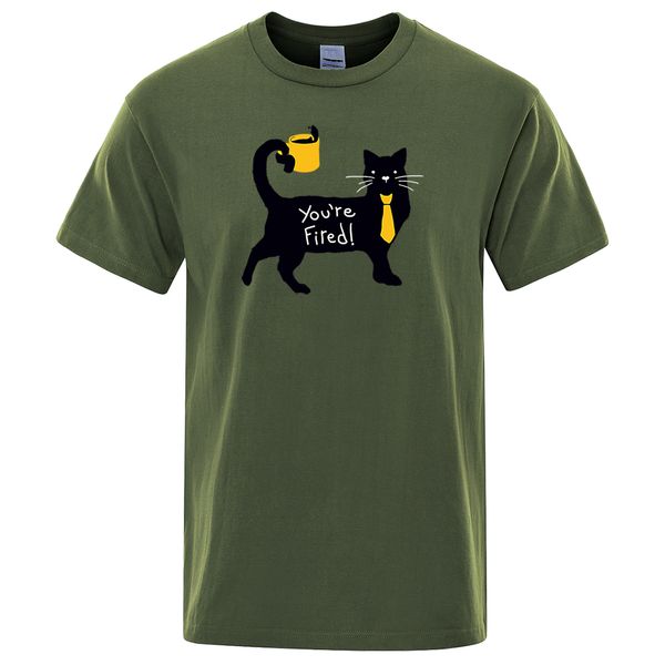 

you're fired printed t-shirts men hip hop cartoon black cat t shirt summer casual male short sleeve shirt harajuku cotton