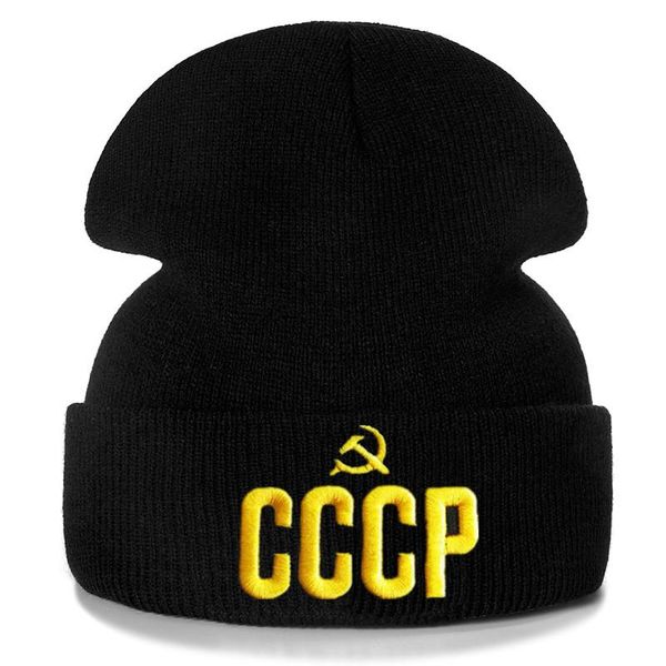 

cccp зима мужской вышивки повседневный skullies hat трикотажная hop hip шапочки для женщины хлопок мужчины русский цвет cap solid bvlcq ping, Black;white