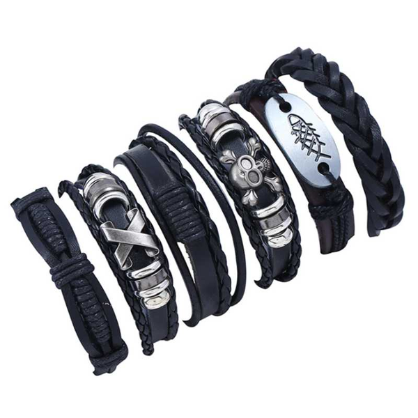 

charm bracelets personality woven suit leather bracelet hair retro european and american men's jewelry, Golden;silver