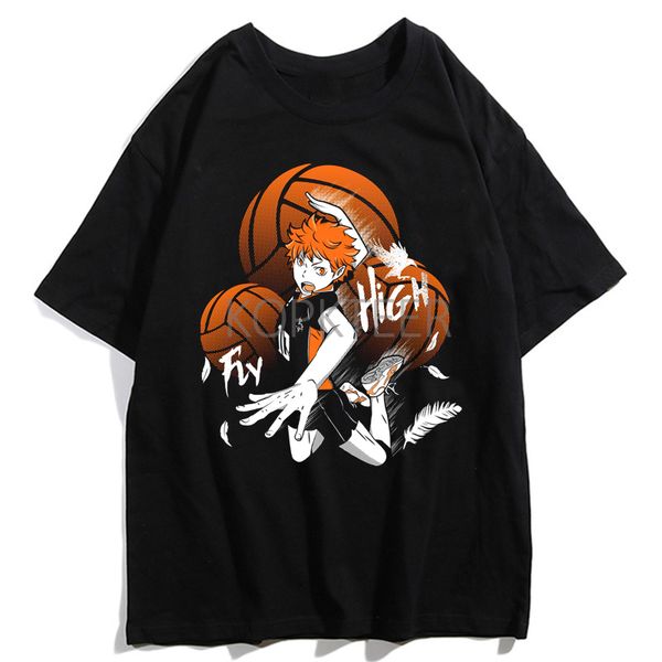 

anime tshirts haikyuu hinata shoyo nekyu take skies cartoon graphic print men harajuku t-shirt casual streetwear summer tee