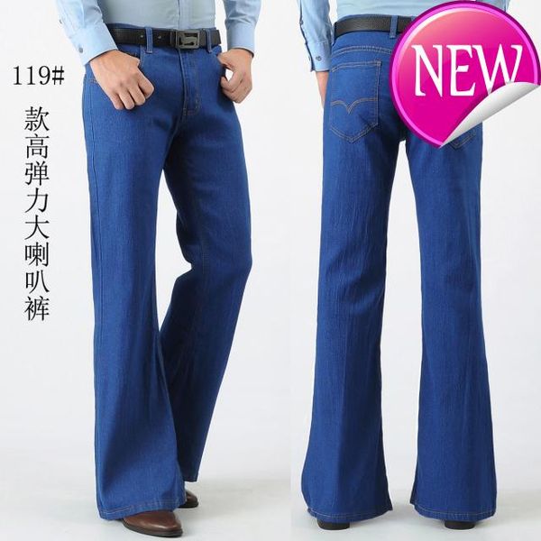 

jeans mens flared thin summer retro nostalgic bootcut vintage, Blue