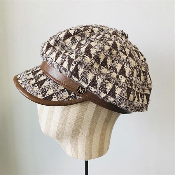 

newsboy cap women pu belt octagonal cap spring autummn girl beret caps vintage plaid hat female casual bone gorras painter hat, Blue;gray