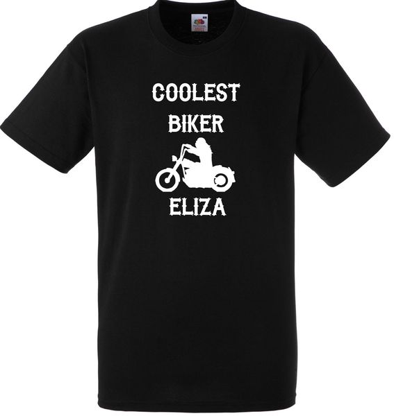 

2019 100% cotton personalised coolest biker eliza t shirt gift gang anarchy black motorbike