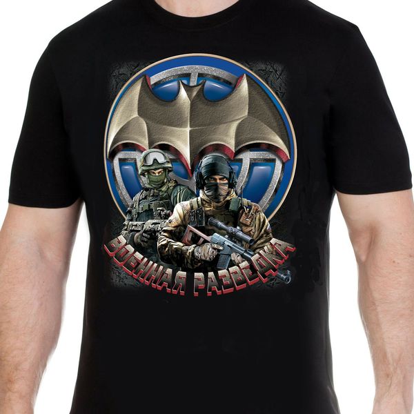 

t-shirt military intellige in black cotton.t-shirts includes front russian