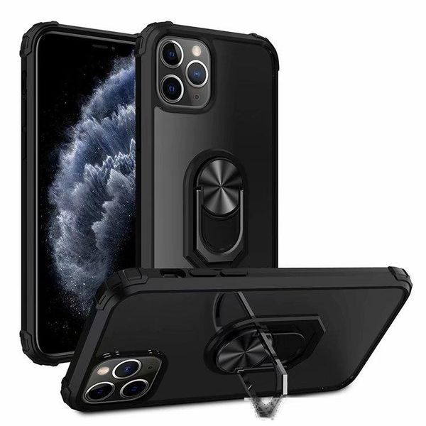 

magnetic bumper shockproof phone case for iphone 12 11 pro max xr xs max x ring stand holder clear case for iphone se 7 8 plus 6s 6