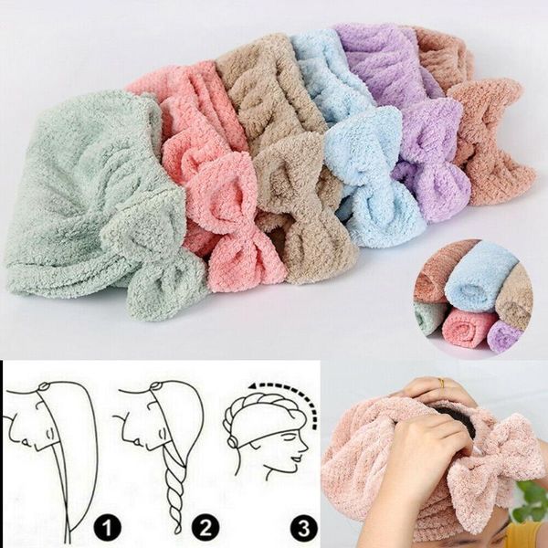 

new women bathroom super absorbent quick-drying thicker microfiber bath towel hair dry cap salon towel
