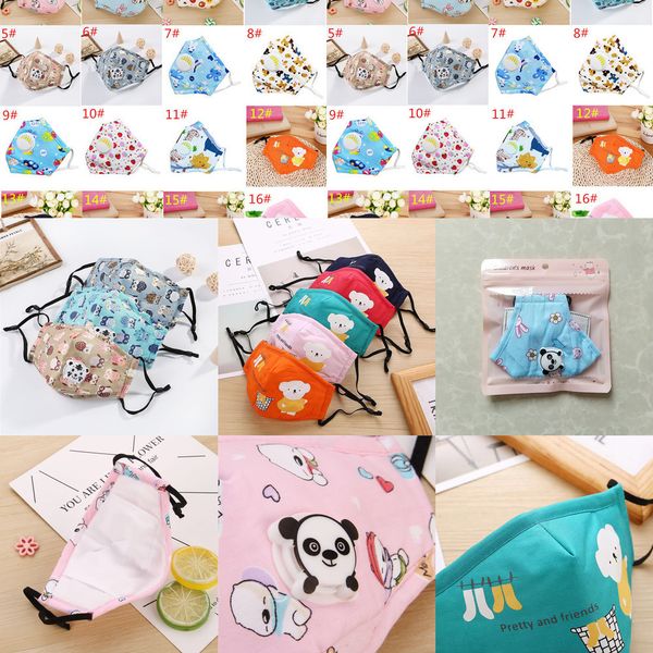 

cotton washable kids mask cartoon face face masks with pm2.5 filter breather valve anti-fo 3f8z