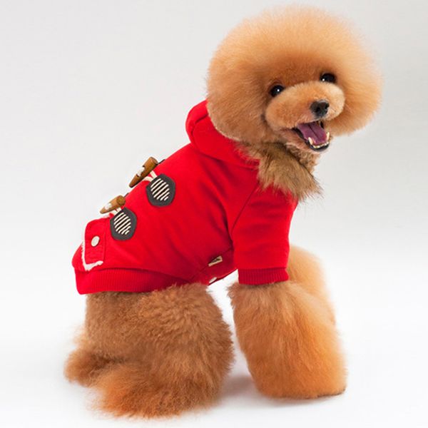 

autumn winter horns buckles hoodies windbreaker pet dog coat clothes for teddy, pug, chihuahua