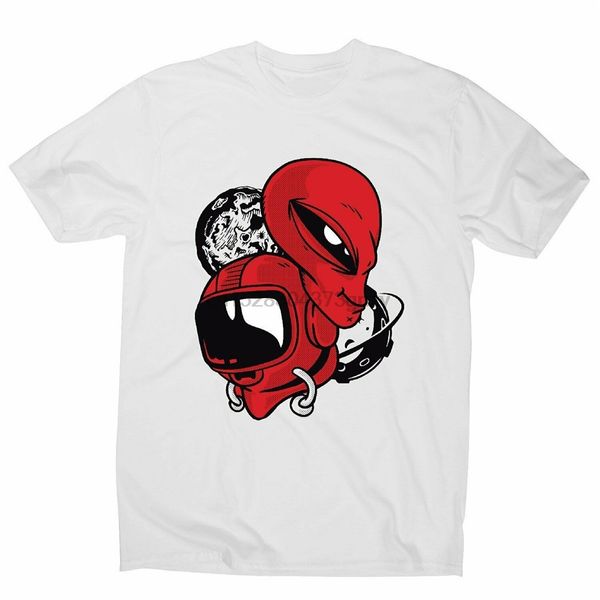 

alien and astronaut head - mens funny illustrations t-shirt outdoor wear tee shirt