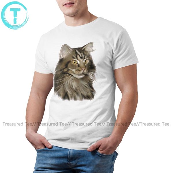 

maine coon t shirt black tabby maine coon cat t-shirt printed fun tee shirt short sleeves basic mens tshirt