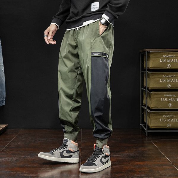 

men's pants fashion streetwear casual cargo spliced designer harem trousers japanese vintage hip hop joggers men, Black