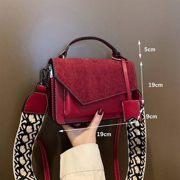 

new fashion frosted leather crossbody shoulder bag messenger bag women two wide straps vintage women's handbags purses