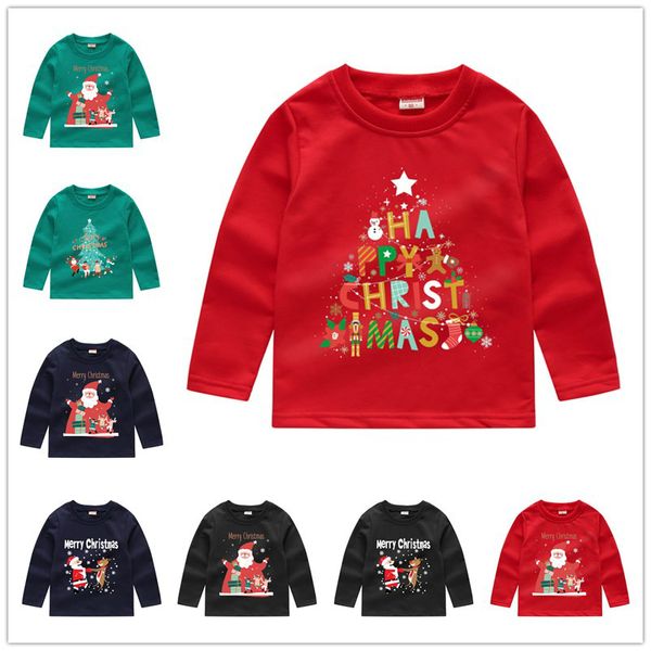 

christmas children hoodies kids boys girls sweatshirts sequin long sleeve sweater t-shirt crew neck pullovers clothing outwear e92403, Blue