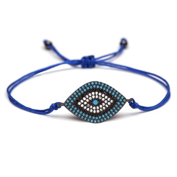 

charm bracelets cubic zirconia gun black evil eye lucky bracelet women men blue white cz greek red cord handmade jewelry present, Golden;silver