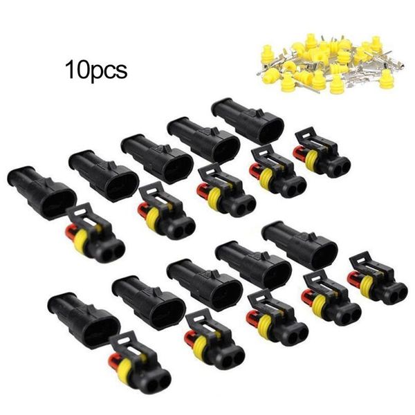 

new 10pcs/set professional waterproof dustproof 2-pin way sealed waterproof electrical wire connector plug car auto accessories