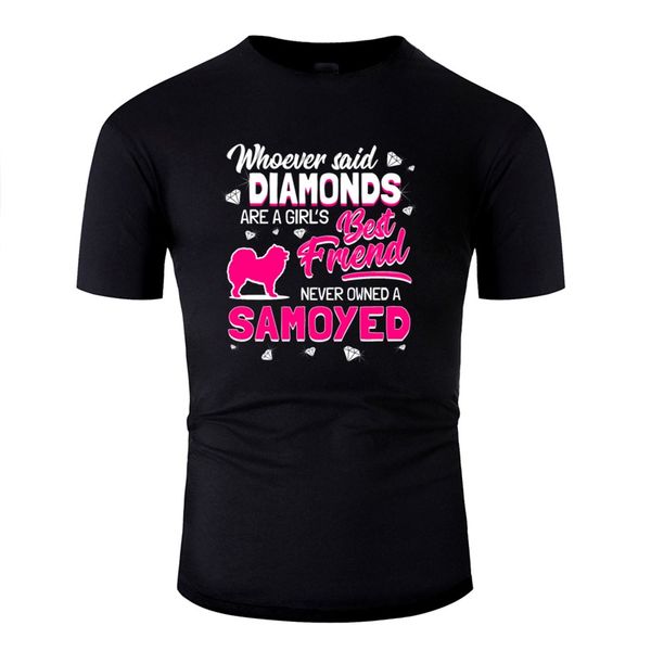 

printed cute samoyed diamonds girlie dog owner gift men tshirt o-neck short-sleeve cotton men tee shirt hiphop