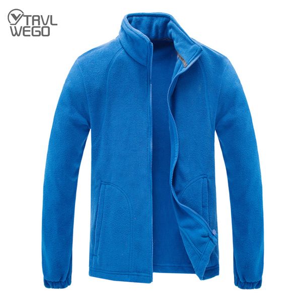 

trvlwego men women polar fleece jacket soft cloth hike spring warm outdoor sports windproof coats camping hiking, Blue;black
