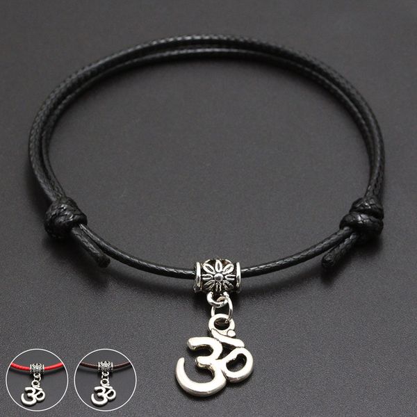 

2020 new om yoga charm pendant red thread string bracelet lucky black coffee handmade rope bracelet for women men jewelry, Red;blue