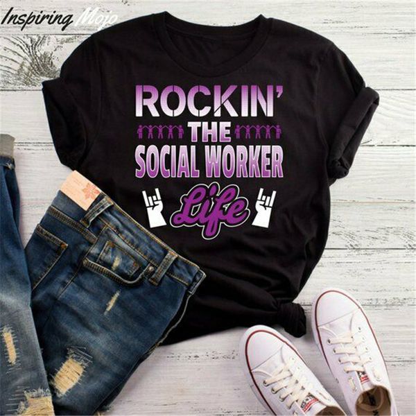 

rockin the social worker life t-shirt social worker shirt social work shirt c cotton short sleeve tee shirt