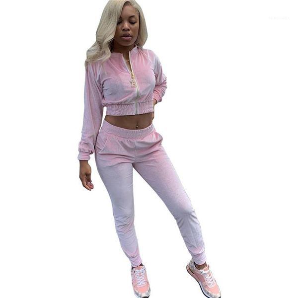 

long sleeve coats and casual sweatpants fashion women 2 piece outfit sets solid color womens velvet tracksuits autumn, Gray