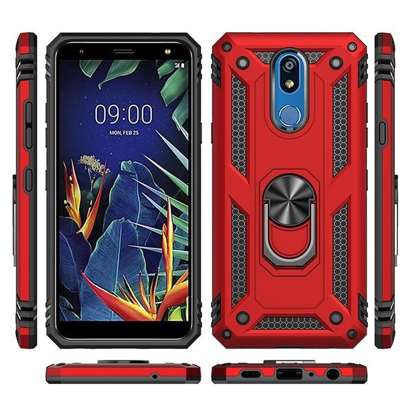 

hard pc 2 in 1 shockproof armor case for lg k40 soft bumper car magnetic ring bracket case