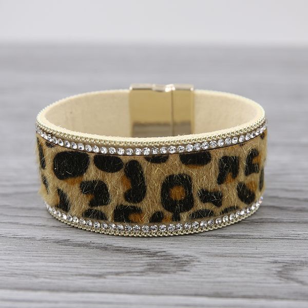 

leopard браслет для женщин vintage кожаный браслет браслеты горный хрусталь богемский wrap браслеты ювелирные изделия способа 2020, Golden;silver