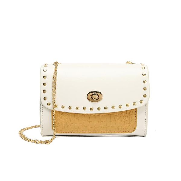 

european fashion female square bag 2020 new quality pu leather women's designer handbag rivet lock chain shoulder messenger bags