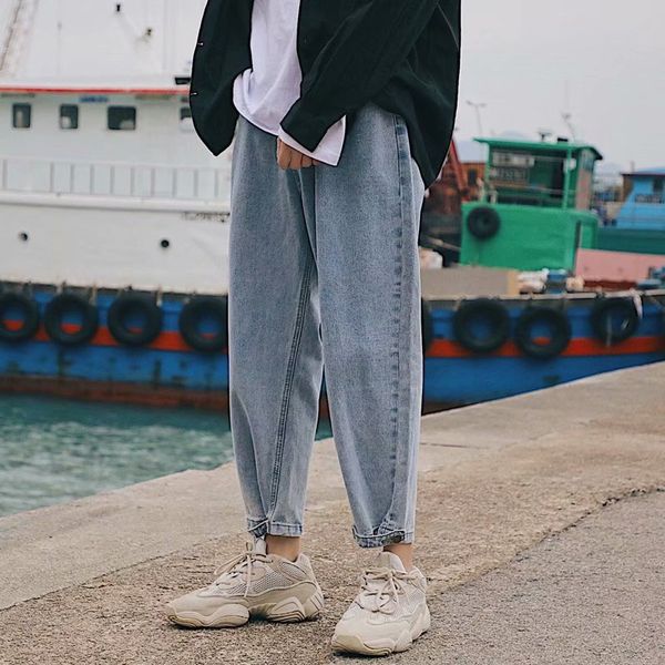 

men's jeans mens korean fashoins harem blue pants 2021 vintage harajuku denim