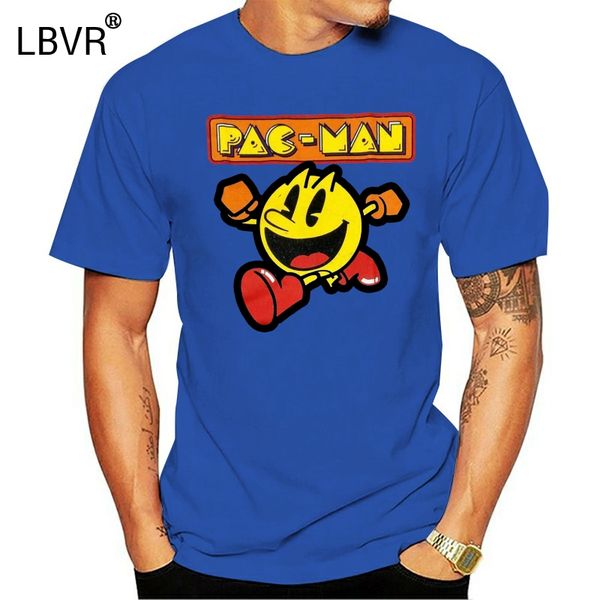 

pacman t shirt - ретро running логотип 100 синий printed tee shirt