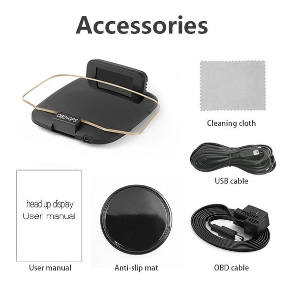 

new hud+obd hd car head up display with gps navigation bluetooth windshield speed projector security alarm