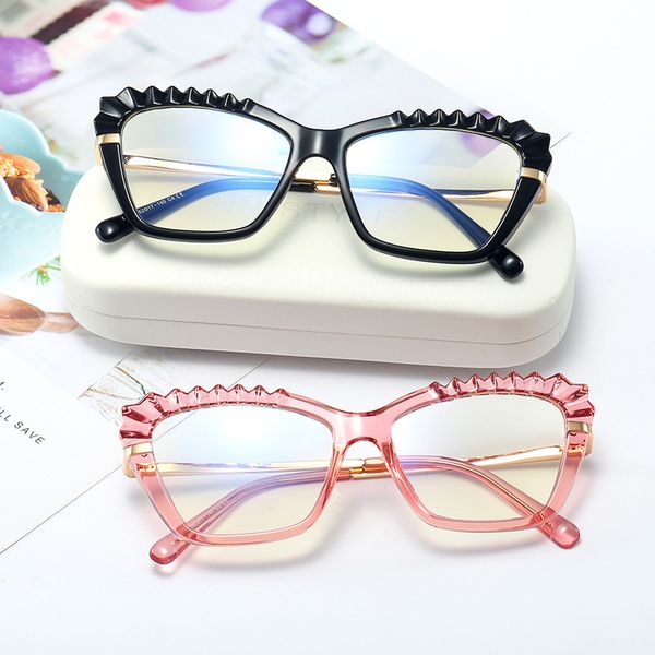 

blue light blocking cat glasses frame women retro black clear optical glasses frame spectacle eye wear transparent fml, White;black