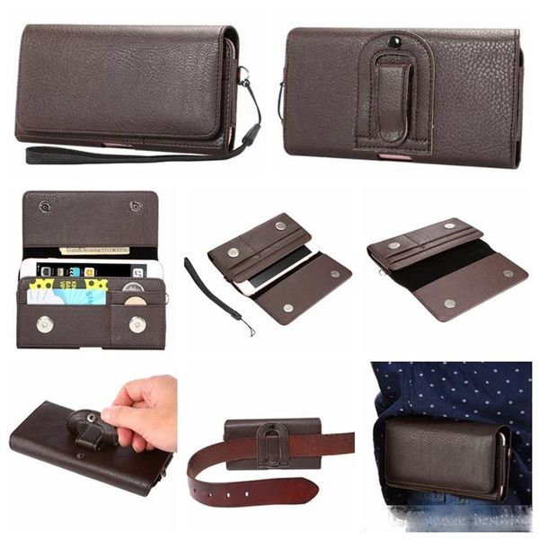 

holster leather horizontal hip for iphone 11 xs max xr x 8 7 plus 6 6s note 10 s10 mega 6.3 universal card slot clip belt pouch cover case