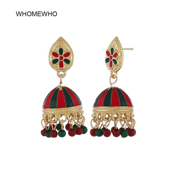 

summer fashion imitation gold jhumka jhumki drop earrings women handmade wood beads bridal party jewelry christmas gifts, Silver