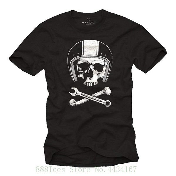 

makaya motorbike helmets t shirt - mechanics skull 2020 new fashion men t shirts short sleeve