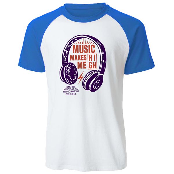 

music makes me high headset mens t shirts summer cool t-shirt male raglan short sleeve tshirt men casual streetwear cotton top