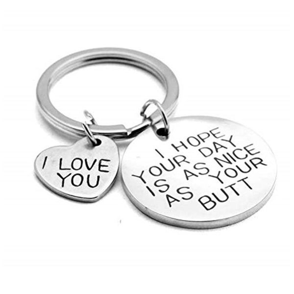 

keychain with pendant alloy i hope your day is as nice as your bukeychain boyfriend girlfriend gift key ring stylish, Silver